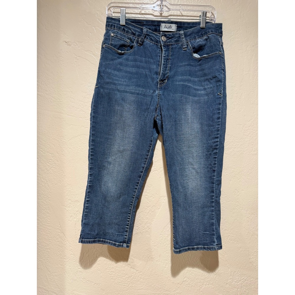 Angels Forever Young Womens Size 10 Medium Wash Stretch Denim Capri Jeans Blue